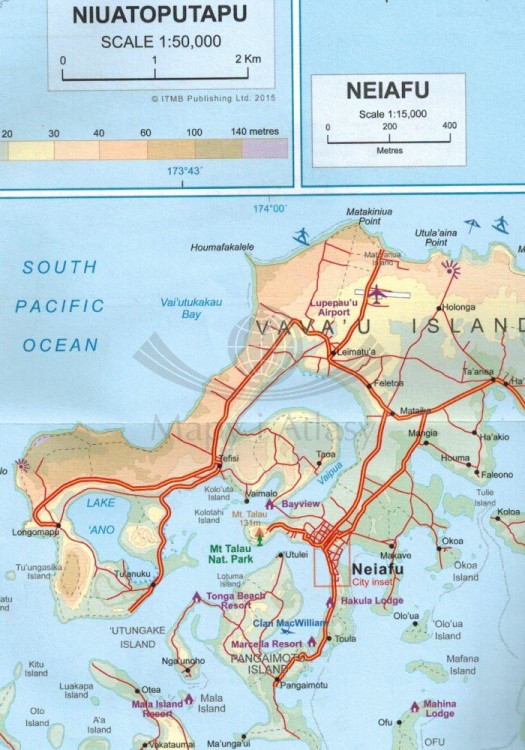 Fidżi (Fiji), Tonga. Mapa samochodowa wydawnictwa ITMB.  Fragment 3