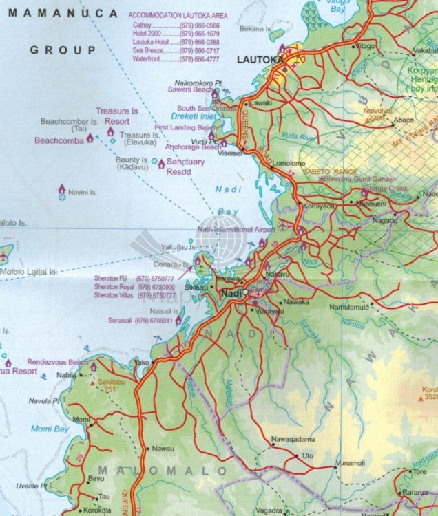 Fidżi (Fiji), Tonga. Mapa samochodowa wydawnictwa ITMB.  Fragment 1