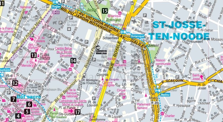 Bruksela. Laminowana mapa / Plan miasta + Miniprzewodnik wydawnictwa ExpressMap. Fragment
