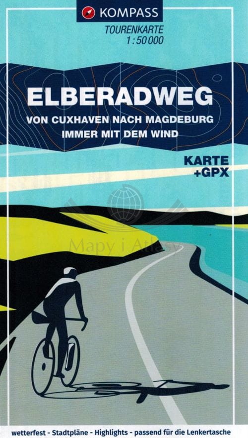 Elberadweg. Łaba - szlak rowerowy. Laminowana mapa turystyczna, rowerowa 7002. Kompass