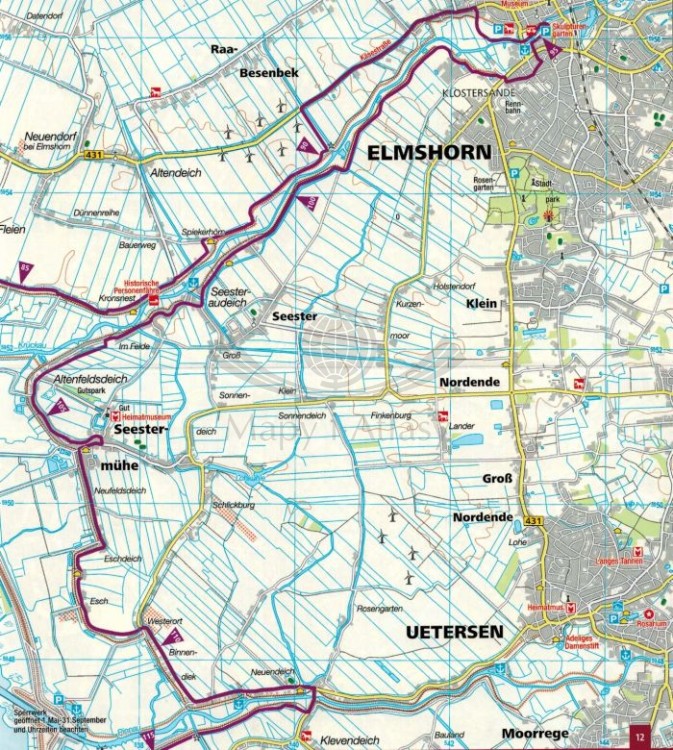 Elberadweg. Laminowana mapa turystyczna, rowerowa 7002 wydawnictwa Kompass. Fragment 1
