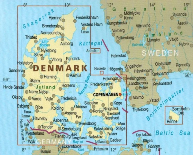 Dania 1:300 000. Wodoodporna mapa samochodowo-turystyczna wydawnictwa Reise Know-How. Zasięg