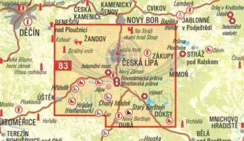 Ceskolipsko 1:25 000. Wodoodporna mapa turystyczna 83 wydawnictwa Geodezie On Line. Okładka - zasięg