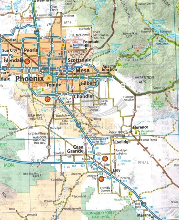 Arizona. Kolorado. Nowy Meksyk. Utah. Mapa samochodowa 175 wydawnictwa Michelin. Fragment 2