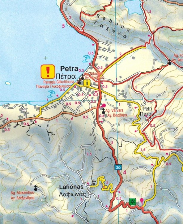 Lesbos 1:50 000. Mapa samochodowo-turystyczna wydawnictwa Freytag & Berndt. Fragment 1