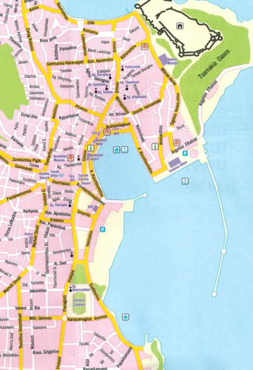 Lesbos 1:50 000. Mapa samochodowo-turystyczna wydawnictwa Freytag & Berndt. Fragment 3