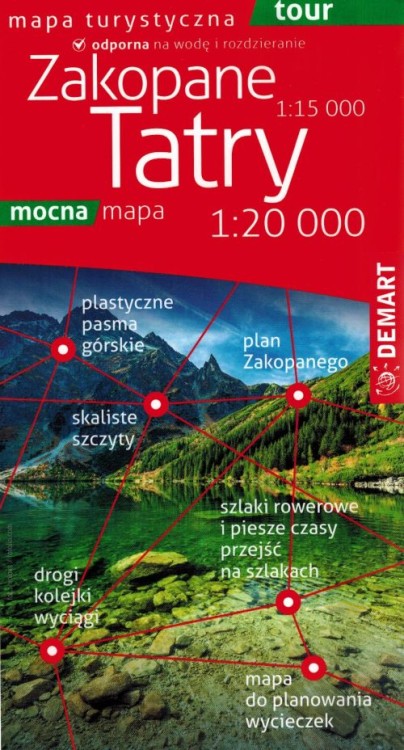 Zakopane i Tatry 1:20 000. Laminowana mapa turystyczna wydawnictwa Demart. Okładka