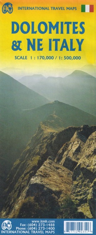 Dolomity. Północno-wschodnie Włochy. Mapa samochodowa wydawnictwa ITMB. Okładka