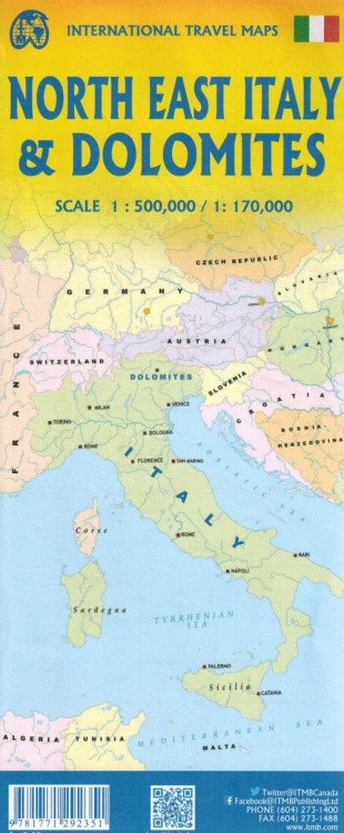Dolomity. Północno-wschodnie Włochy. Mapa samochodowa wydawnictwa ITMB. Okładka - tył