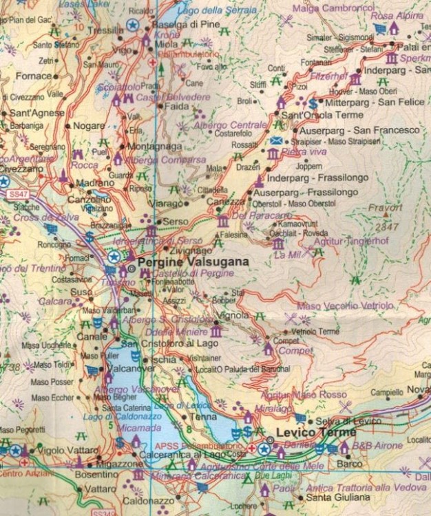 Dolomity. Północno-wschodnie Włochy. Mapa samochodowa wydawnictwa ITMB. Fragment 1