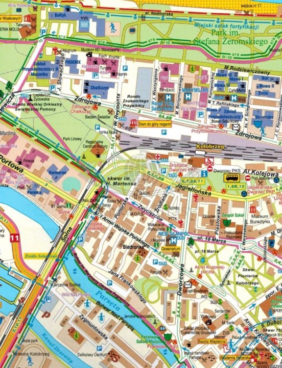 Kołobrzeg. Ustronie Morskie, Grzybowo, Sianożęty 1:10 000. Plan miasta / Mapa turystyczna wydawnictwa Galileos. Fragment 1