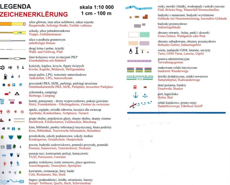 Kołobrzeg. Ustronie Morskie, Grzybowo, Sianożęty 1:10 000. Plan miasta / Mapa turystyczna wydawnictwa Galileos. Legenda