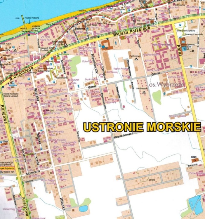 Kołobrzeg. Ustronie Morskie, Grzybowo, Sianożęty 1:10 000. Plan miasta / Mapa turystyczna wydawnictwa Galileos. Fragment 3