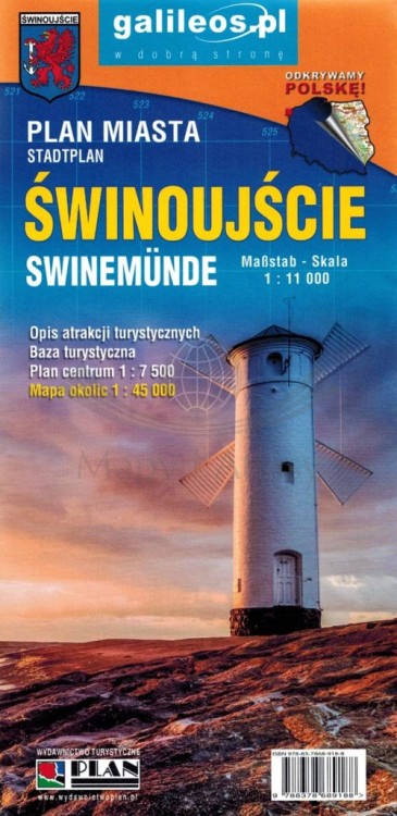 Świnoujście i Międzyzdroje. Mapa turystyczna / Plan miasta wydawnictwa Galileos. Okładka - przód