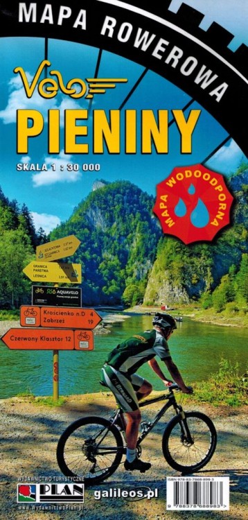 Pieniny 1:30 000. Laminowana mapa rowerowa Velo wydawnictwa Galileos. Okładka