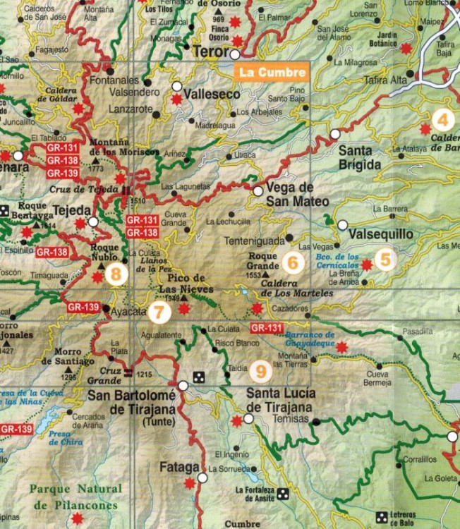 Gran Canaria 1:25 000. Zestaw pięciu map turystycznych wydawnictwa Editorial Alpina. Mapa dodatkowa - fragment