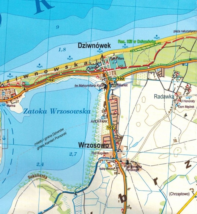 CCI20240716_0002.Pobrzeże Bałtyku 1:45 000. Od Dziwnowa do Kołobrzegu. Mapa turystyczna wydawnictwa Galileos. Fragment 1