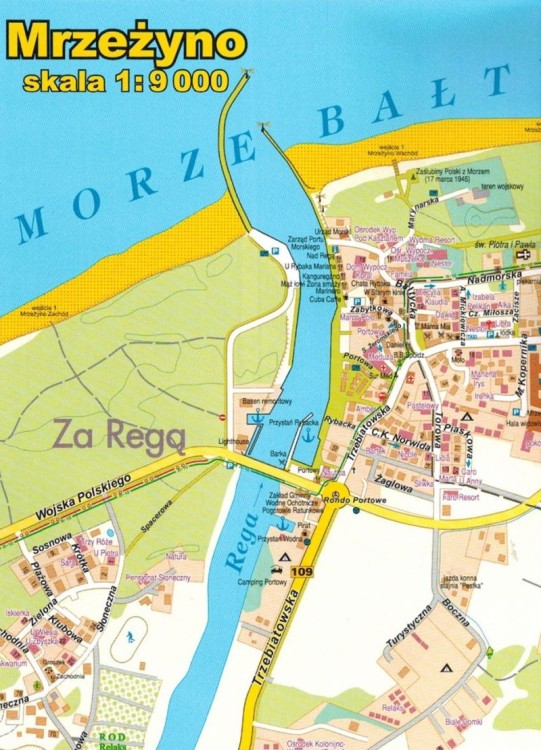 Pobrzeże Bałtyku 1:45 000. Od Dziwnowa do Kołobrzegu. Mapa turystyczna wydawnictwa Galileos. Przykładowy plan miasta