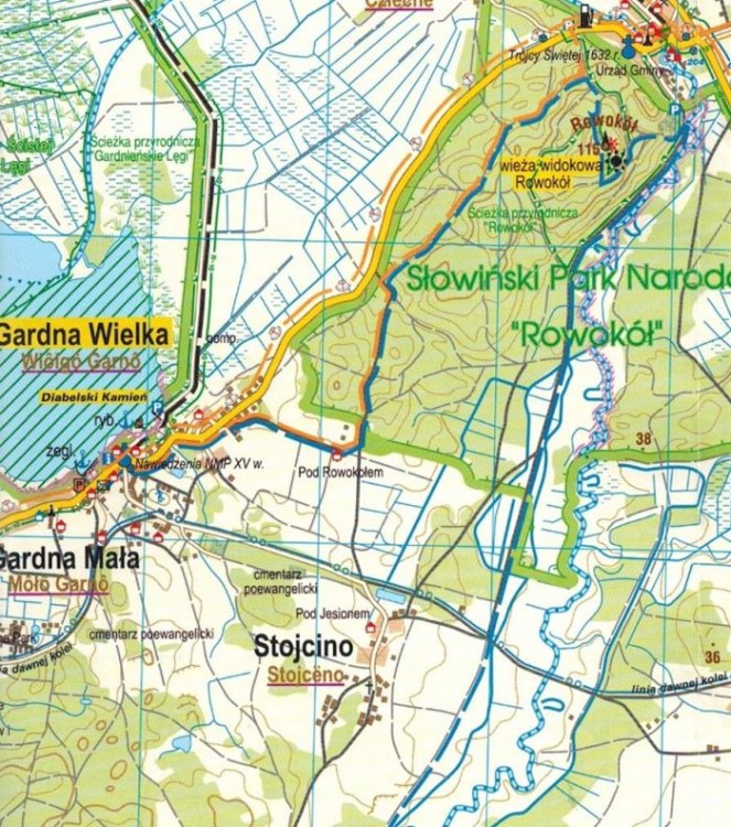 Słowiński Park Narodowy. Mapa turystyczna wydawnictwa Galileos. Fragment 2