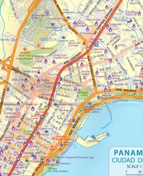 Panama 1:400 000. Wodoodporna mapa samochodowo-turystyczna wydawnictwa ITMB. Fragment - plan miasta