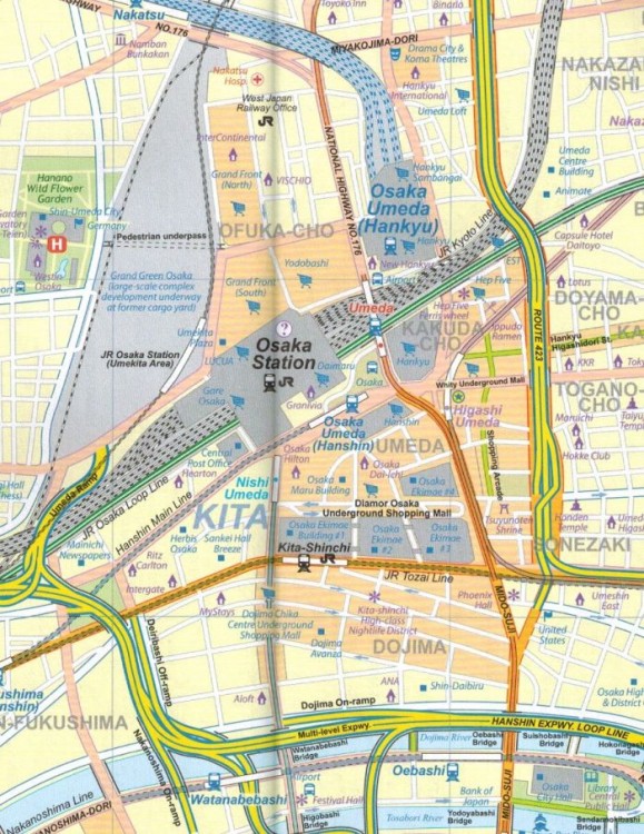 Osaka i zachodnia Japonia. Plan miasta / Mapa samochodowo-turystyczna wydawnictwa ITMB. Fragment - plan miast