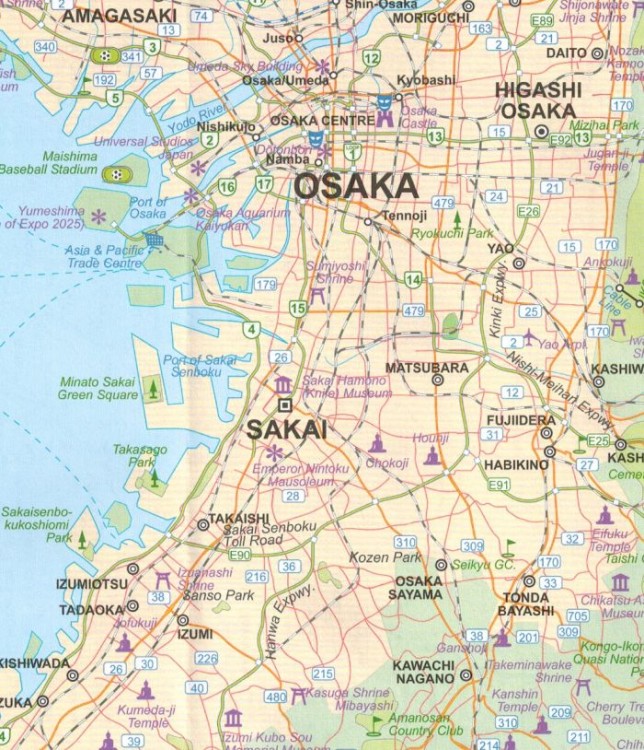 Osaka i zachodnia Japonia. Plan miasta / Mapa samochodowo-turystyczna wydawnictwa ITMB. Fragment 2