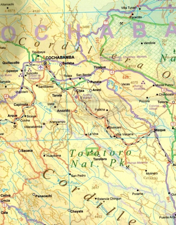 Paragwaj i południowa Boliwia. Wodoodporna mapa samochodowo-turystyczna wydawnictwa ITMB. Fragment 1