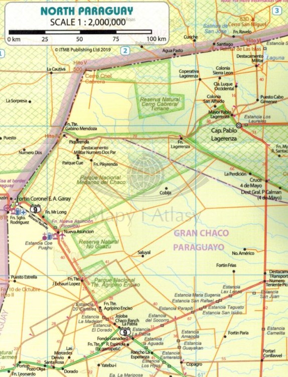 Paragwaj i południowa Boliwia. Wodoodporna mapa samochodowo-turystyczna wydawnictwa ITMB. Fragment - plan miasta