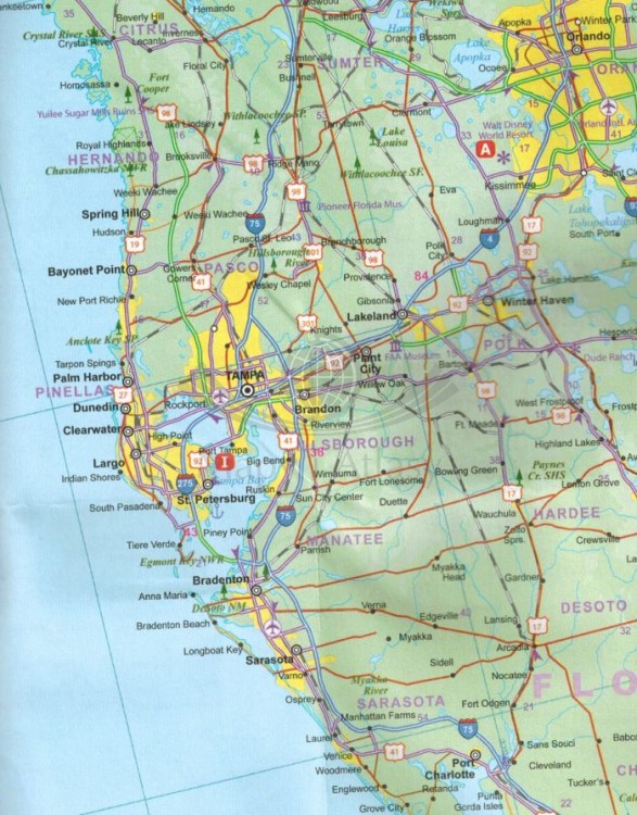 USA- wybrzeże wschodnie. Mapa samochodowo-turystyczna wydawnictwa ITMB. Fragment 1