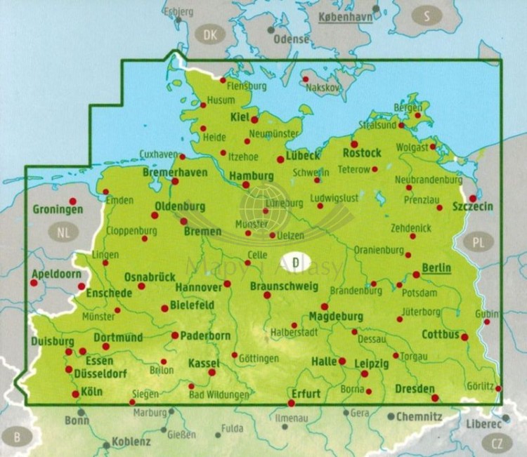 Niemcy Północne 1:500 000. Mapa samochodowa wydawnictwa Freytag & Berndt. Zasięg