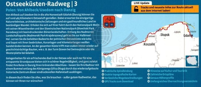 Wybrzeże Bałtyku z Ahlbecku do Gdańska. Atlas rowerowy z przewodnikiem /3/ wydawnictwa Verlag Esterbauer. Okładka - tył