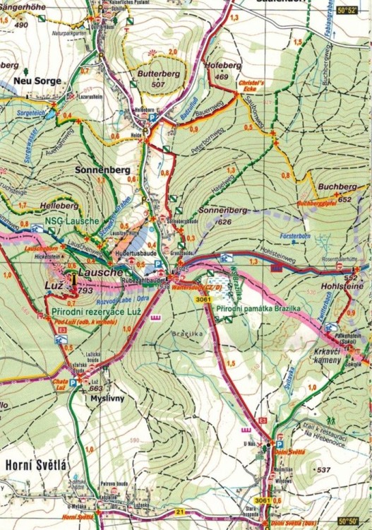 Góry Żytawskie i Łużyckie / Zittauer Gebirge, Lausitzer gebirge 1:25 000. Mapa turystyczna wydawnictwa Kartografie HP. Fragment 1