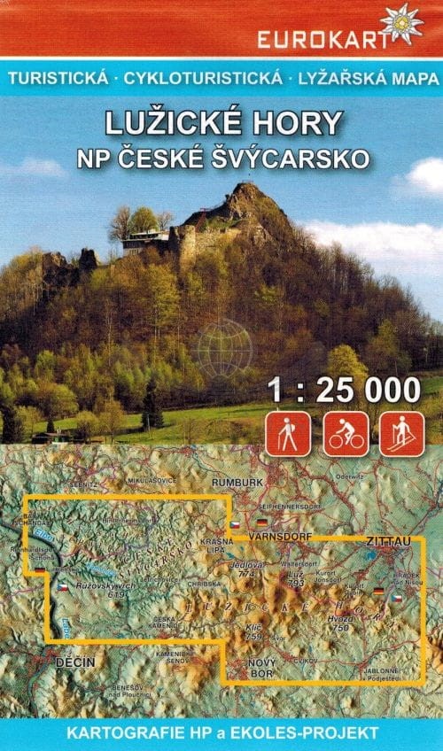 Góry Łużyckie, NP Czeska Szwajcaria / Luzicke Hory, NP Ceske Svycarsko 1:25 000. Mapa turystyczna. Kartografie HP