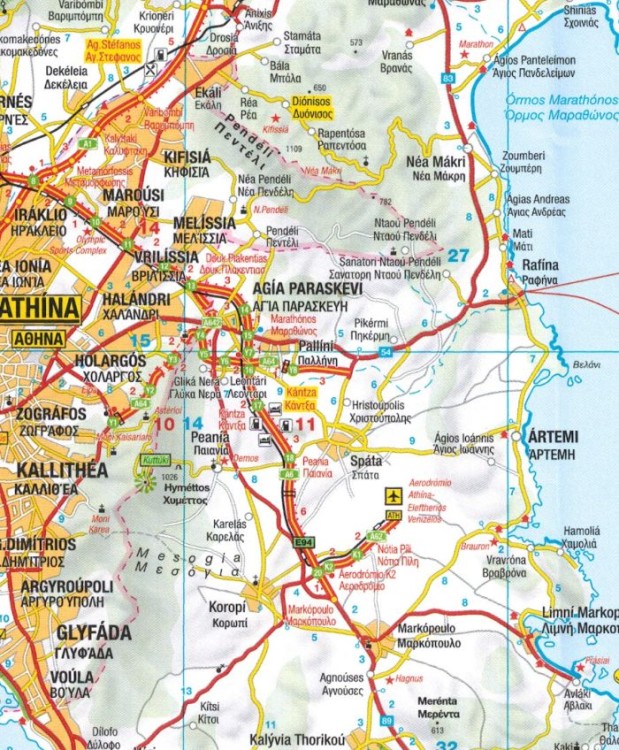 Cyklady 1:250 000. Mapa samochodowo-turystyczna wydawnictwa IGN. Fragment 1
