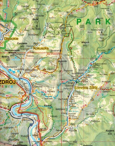 Piwniczna-Zdrój, Rytro i okolice. Beskid Sądecki. Mapa turystyczna / Plan miasta wydawnictwa WiT. Fragment 1
