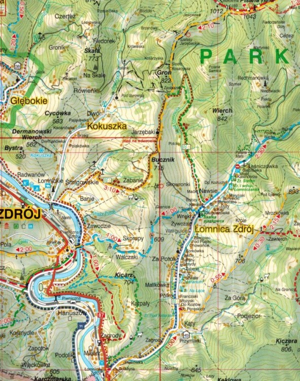 Piwniczna-Zdrój, Rytro i okolice. Beskid Sądecki. Mapa turystyczna / Plan miasta wydawnictwa WiT. Fragment 1