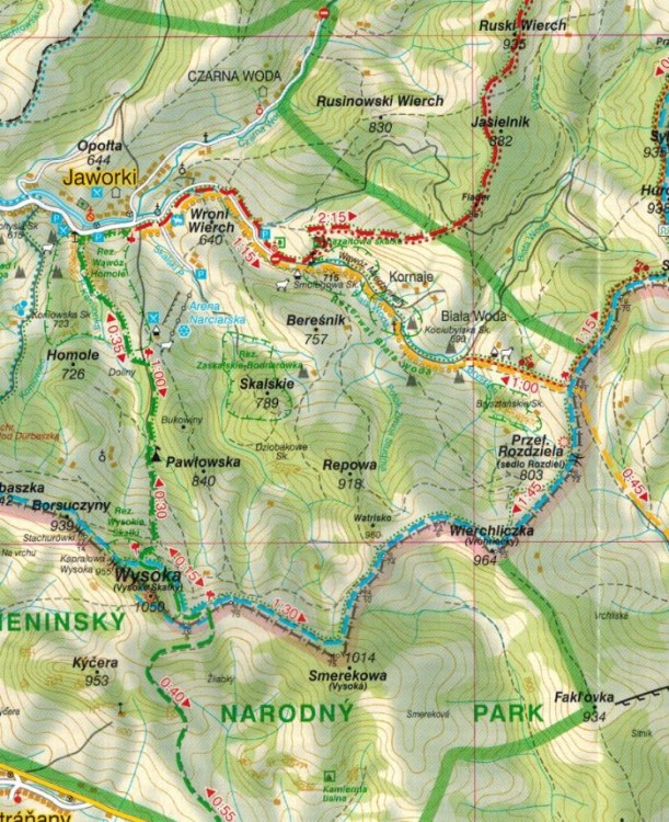 Piwniczna-Zdrój, Rytro i okolice. Beskid Sądecki. Mapa turystyczna / Plan miasta wydawnictwa WiT. Fragment 2