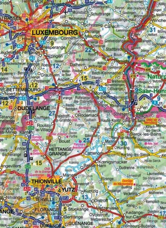 Alzacja i Lotaryngia 1:275 000. Laminowana mapa samochodowo-turystyczna wydawnictwa ExpressMap. Fragment 1