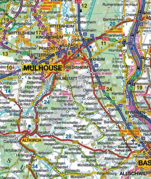 Alzacja i Lotaryngia 1:275 000. Laminowana mapa samochodowo-turystyczna wydawnictwa ExpressMap. Fragment 3