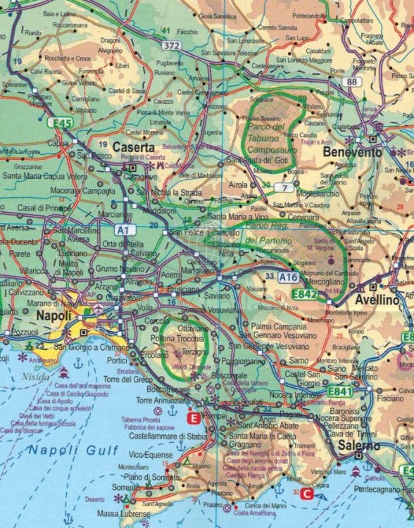 Sardynia, Sycylia i Włochy południowe. Mapa samochodowo-turystyczna wydawnictwa ITMB. Fragment 1