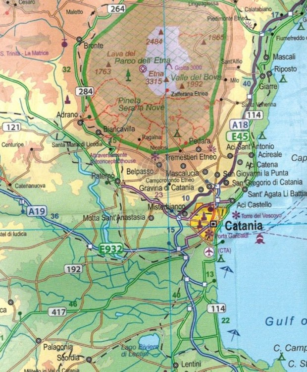 Sardynia, Sycylia i Włochy południowe. Mapa samochodowo-turystyczna wydawnictwa ITMB. Fragment 2