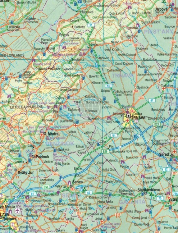 Słowacja i Bratysława. Wodoodporna mapa samochodowo-kolejowa wydawnictwa ITMB. Fragment 1