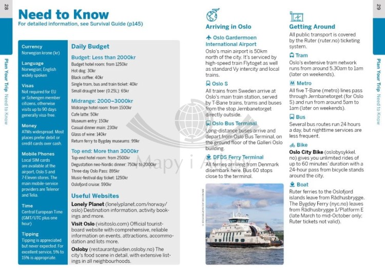 Oslo. Przewodnik Pocket z mapą wydawnictwa Lonely Planet. Przykładowe strony 3