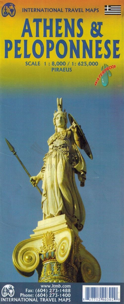 Ateny i Peloponez. Wodoodporna mapa samochodowo-turystyczna. ITMB