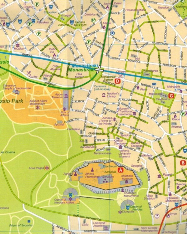 Ateny i Peloponez. Wodoodporna mapa samochodowo-turystyczna wydawnictwa  ITMB. Fragment 1