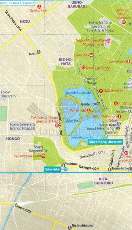 Tokio. Wodoodporna mapa / Plan miasta. City map wydawnictwa Lonely Planet. Fragment 1