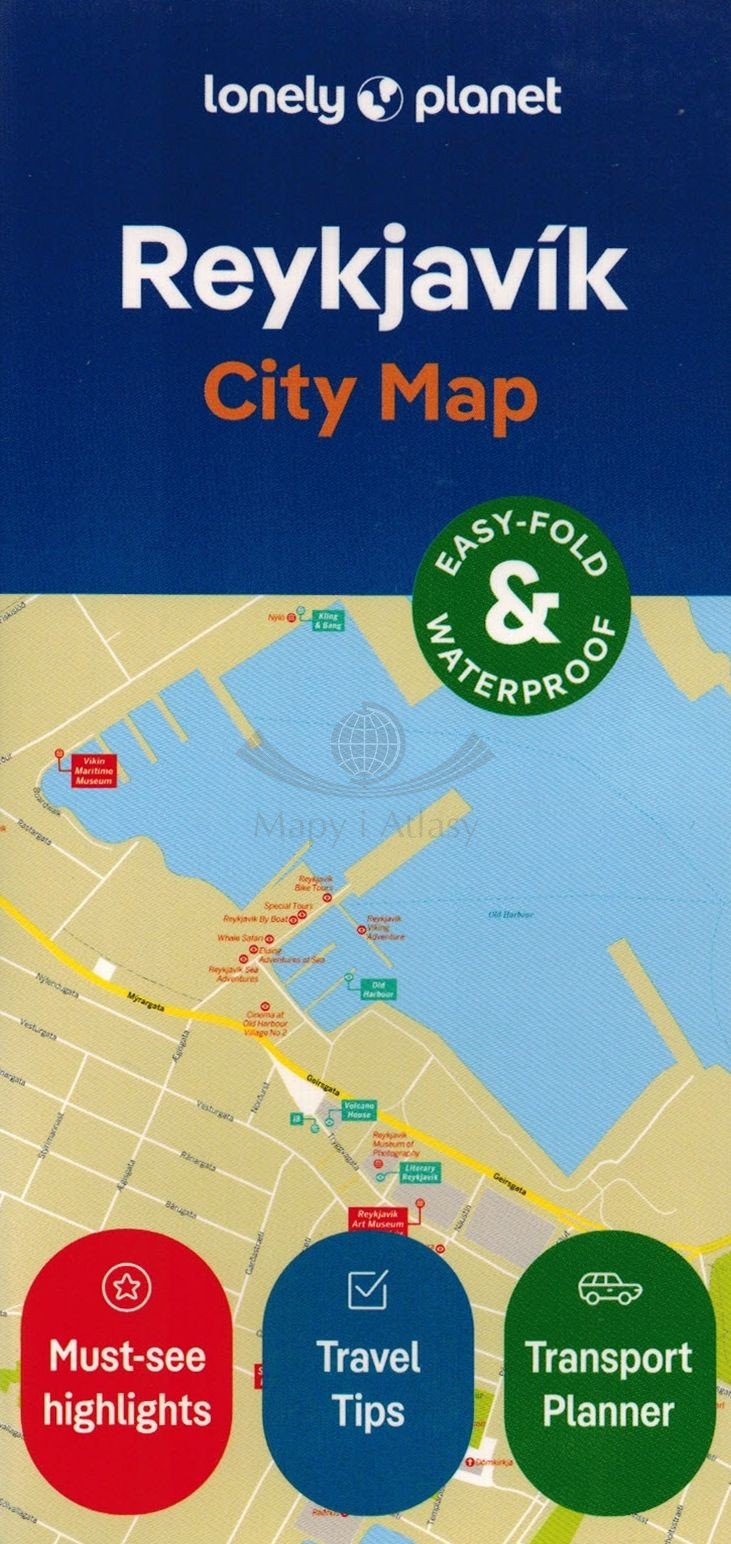 Rejkiawik / Reykjavik. Wodoodporna mapa / Plan miasta. City map. Lonely Planet