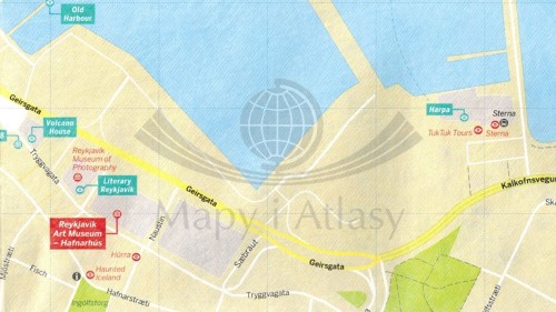 Rejkiawik / Reykjavik. Wodoodporna mapa / Plan miasta. City map wydawnictwa Lonely Planet. Fragment 1
