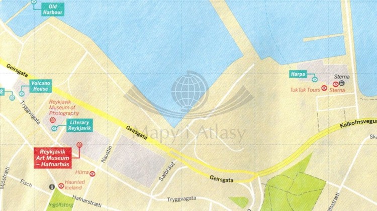 Rejkiawik / Reykjavik. Wodoodporna mapa / Plan miasta. City map wydawnictwa Lonely Planet. Fragment 1