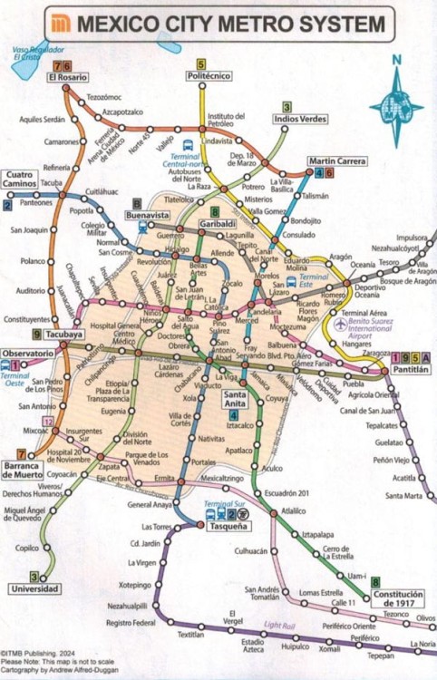 Meksyk Środkowy i miasto Meksyk. Mapa samochodowa / Plan miasta wydawnictwa ITMB. Schemat komunikacji miejskiej